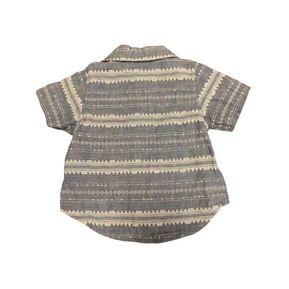 Baby B.U.M. 12M Cotton Aztec Print Button-Up Shirt Blue & White - Picture 2 of 5